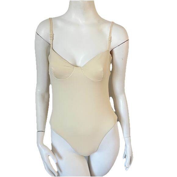 Zara 0167/030 Braided Strap One Piece Swimsuit Bathing Suit Size Small Cream - Picture 1 of 15